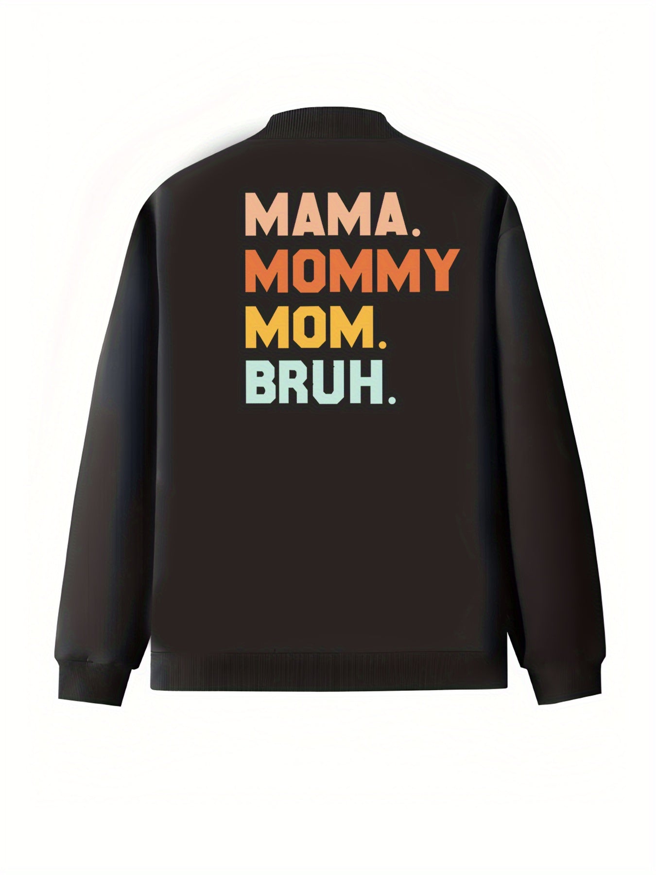 Plus Size Women's Casual Baseball Collar Jacket with "MAMA" Print