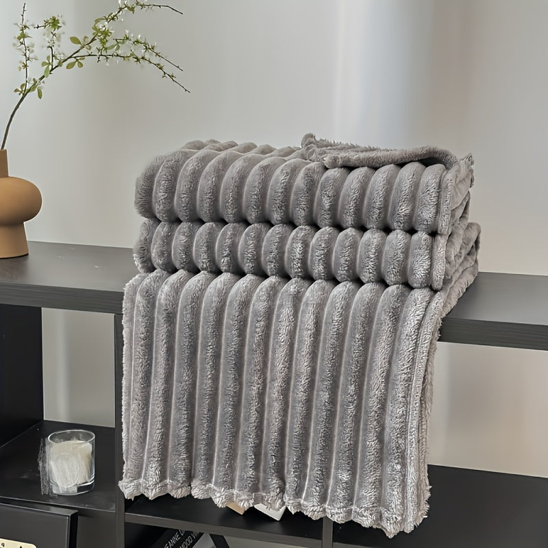 Manta de felpa coral acanalada suave y cálida para todas las estaciones