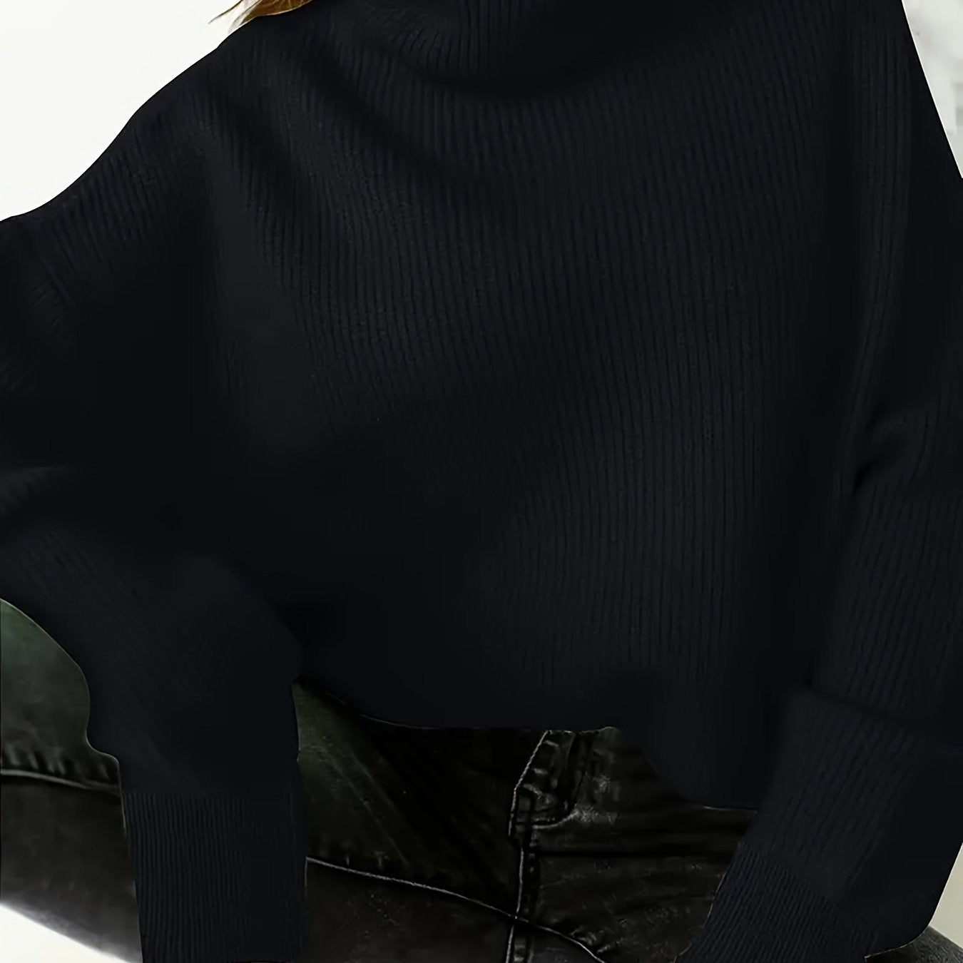 Plus Size Turtleneck Knitted Sweater Long Sleeve Fall Winter Women