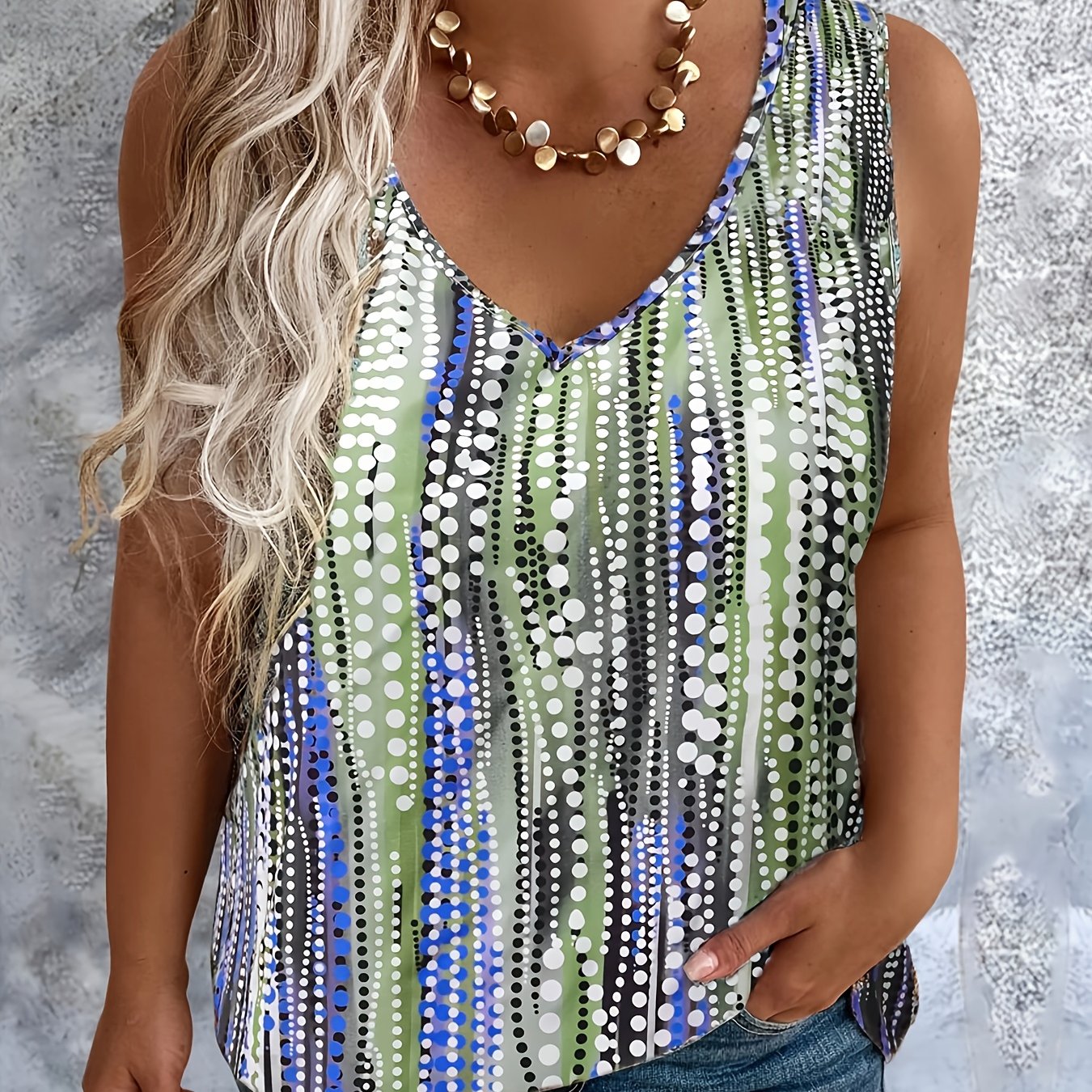 Женский жилет большого размера с мультицветным дизайном для повседневного летнего стиля