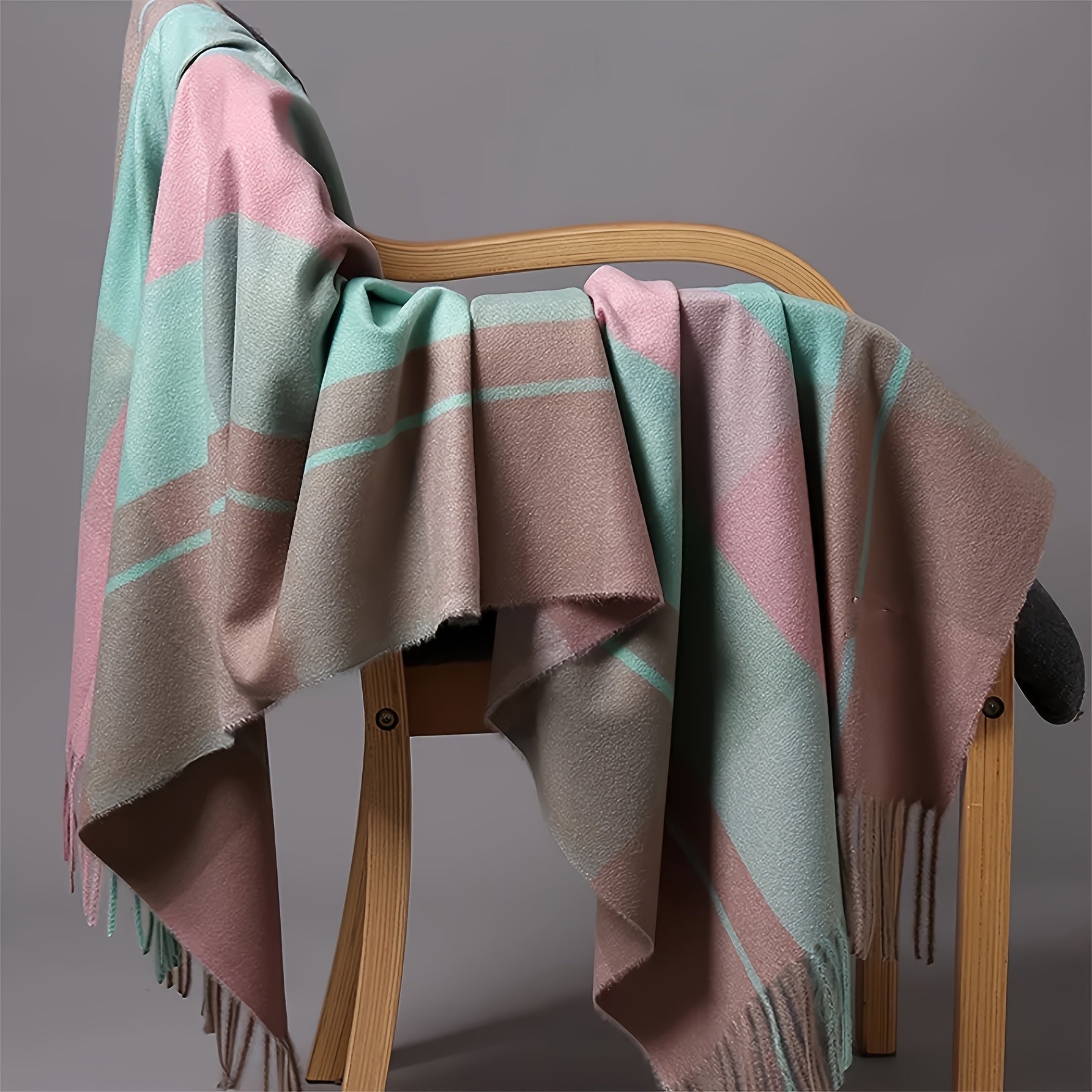 Enlarged Plaid Scarf 200cm x 70cm Warm Unisex Shawl for Autumn Winter