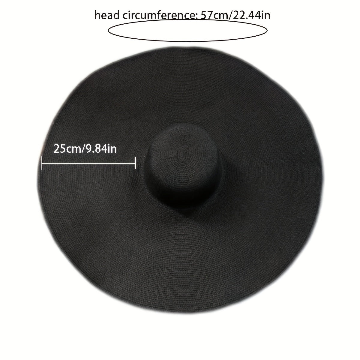 Foldable Black Straw Sun Hat with Wide Brim UV Protection for Beach Travel