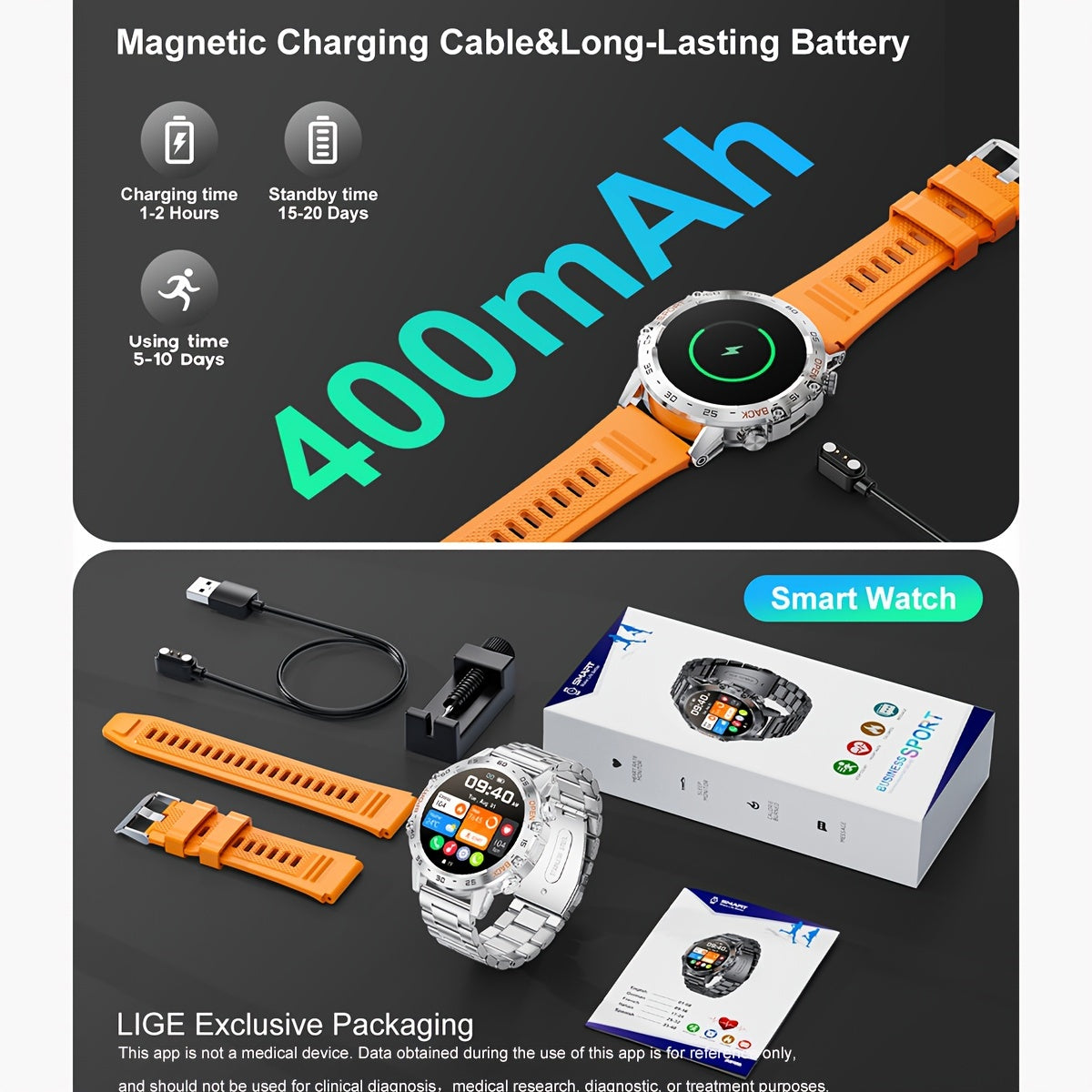 Ayollar va erkaklar uchun aqlli soat 3.53cm HD displey sport rejimlari fitness izlovchi Android va iOS bilan mos keladi