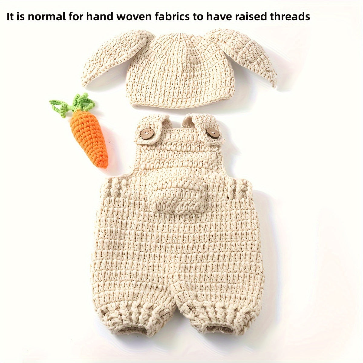 Baby Overalls for Photography Three-Piece Carrot Bunny Costume for Crawling and Dress Up