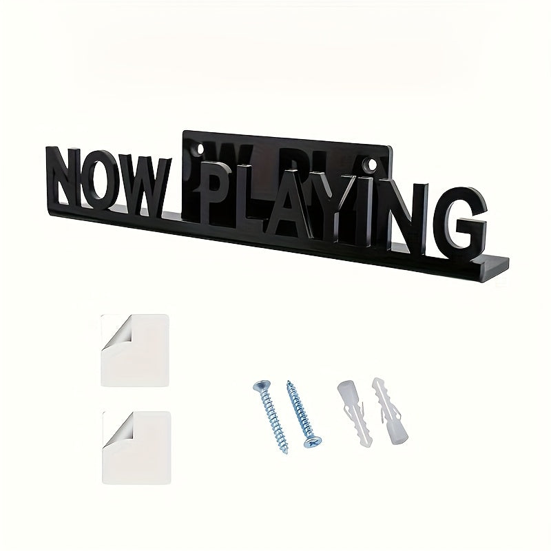 Wall-Mounted Vinyl Record Holder with Now Playing LP Display for Living Room or Entryway