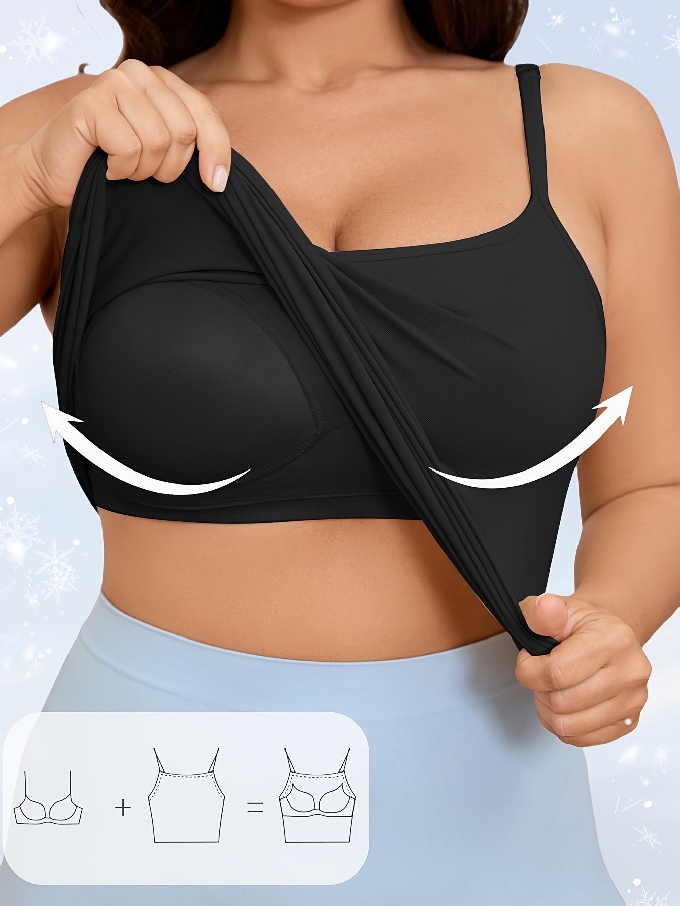 Plus-Size Seamless Elastic Camisole with Built-in Pads for Women