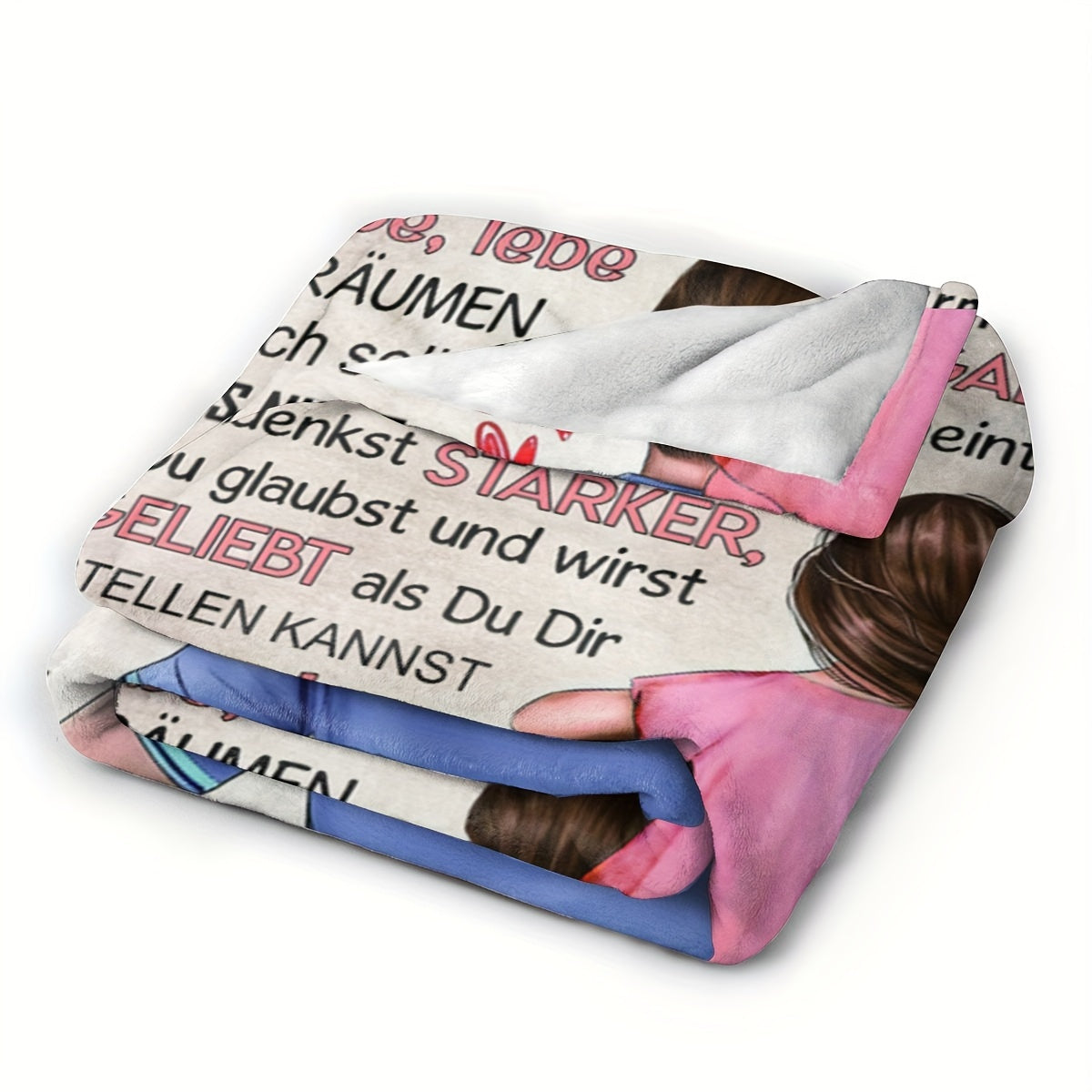 Hypoallergenic Knitted Throw Blanket with German Message for Sofa Camping or Nap