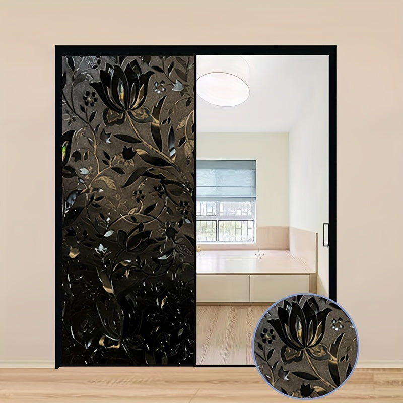 Black Tulip Style Glass Privacy Window Film 300cm x 45cm Plastic Non-Transparent