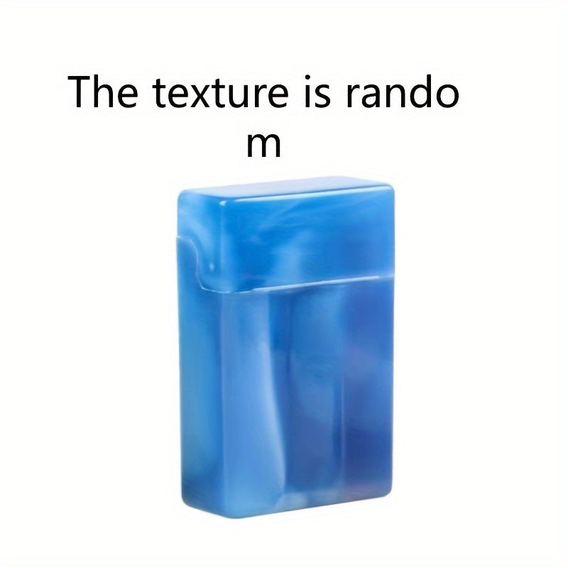 Men Durable Plastic Flip-Top Cigarette Case with Lighter Storage in Blue or Purple