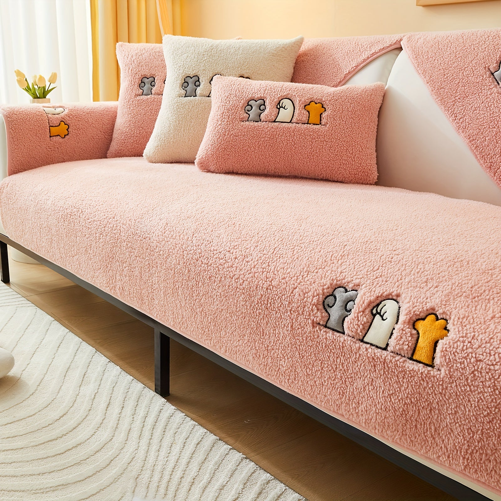 Плюшевый чехол на диван Sherpa, противоскользящий, защитный чехол для мебели для домашних животных для гостиной
