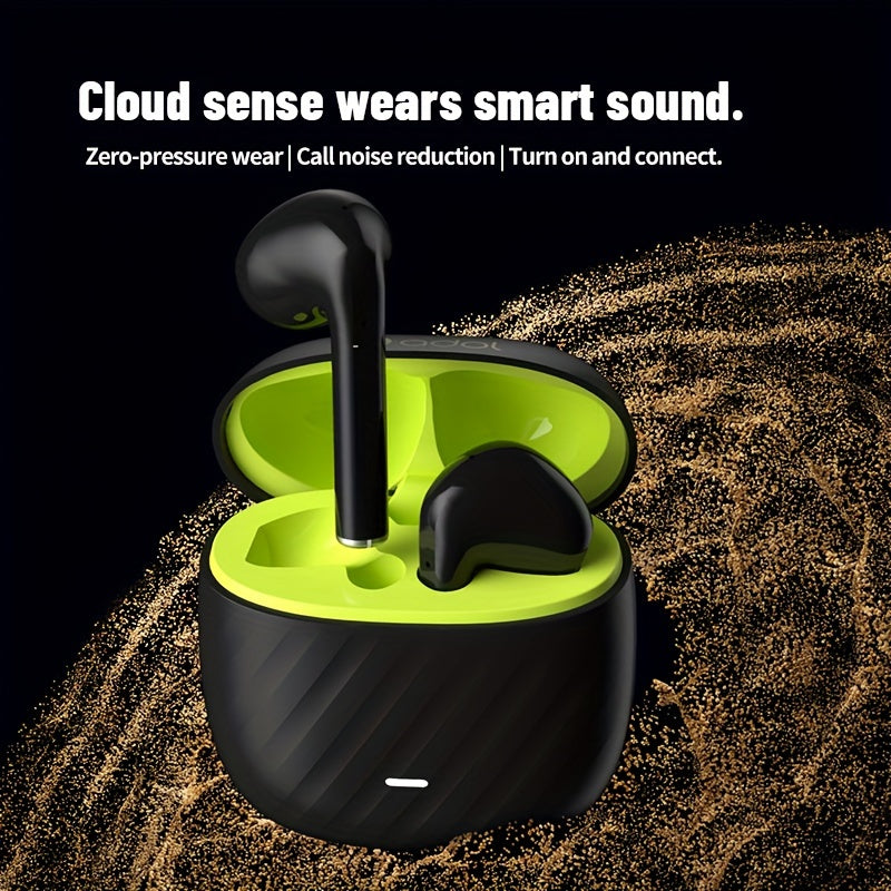 Auriculares inalámbricos con control táctil, aislamiento de sonido, micrófono integrado, batería de larga duración, carga USB-C para llamadas y juegos