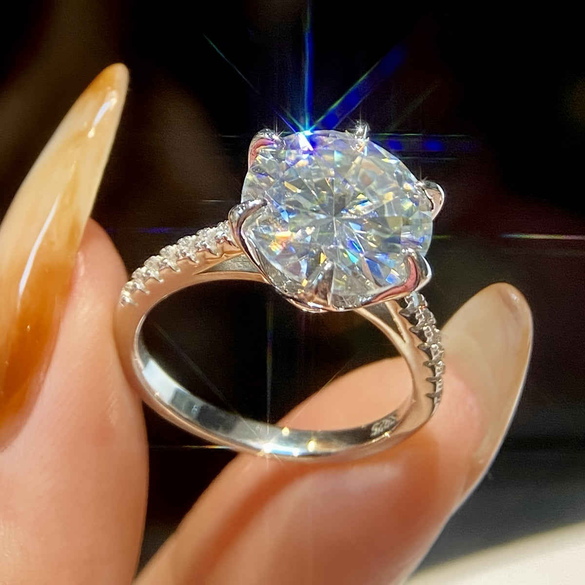 Sterling Silver Moissanite Engagement Ring Set 5ct Wedding Promise Jewelry