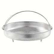 Stainless Steel Drain Basket with Handle for Vegetables, Steaming, and Separation