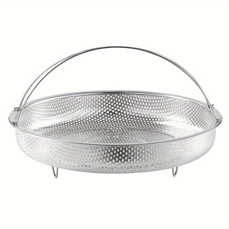 Stainless Steel Drain Basket with Handle for Vegetables, Steaming, and Separation