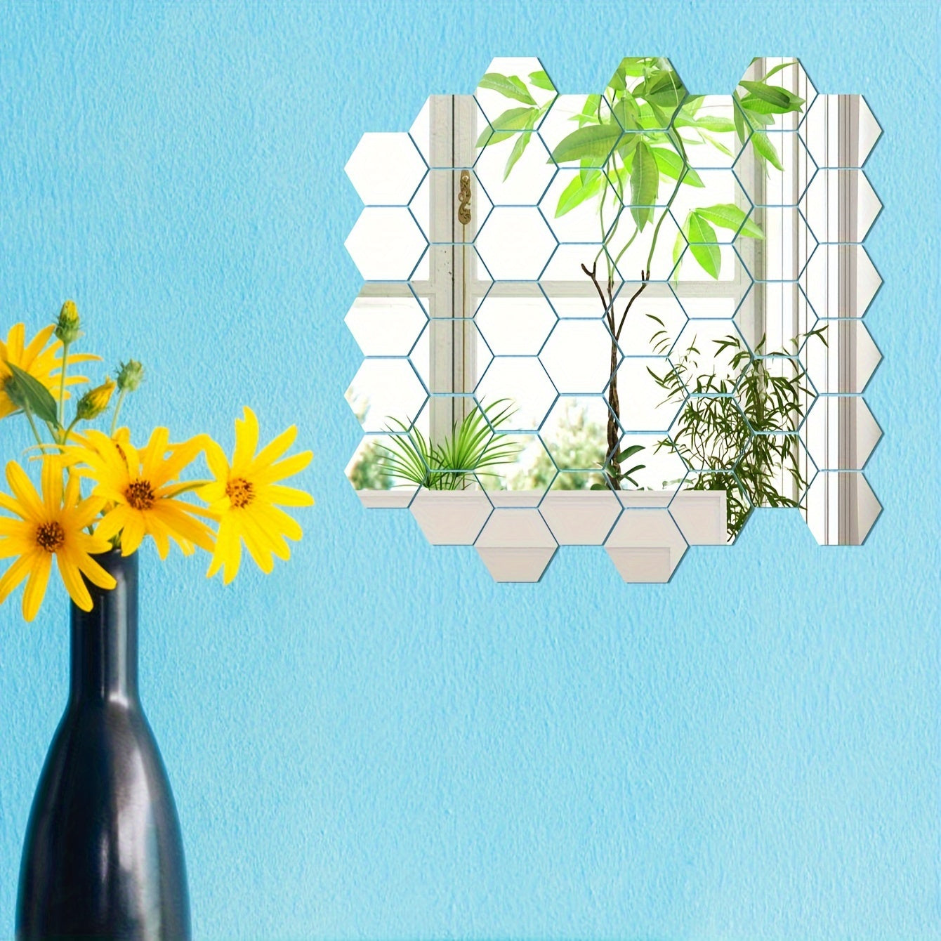 Hexagonal Mirror Wall Decals for Bathrooms Bedrooms Dorms Offices Gyms