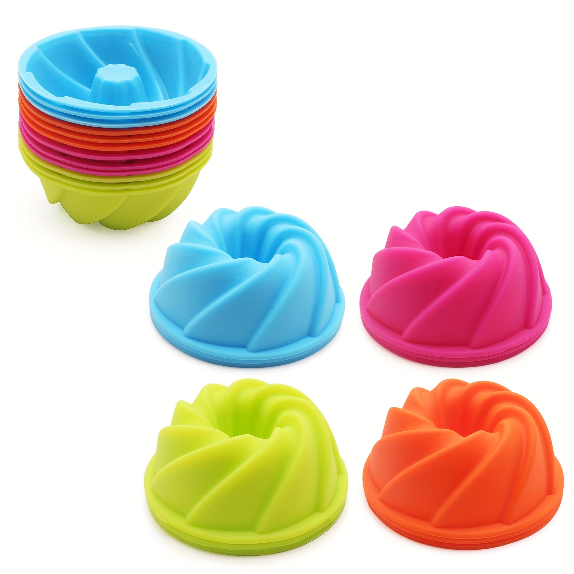 Silicone Bundt Cake Mold Set 12 Mini Fluted Cups 6.35cm Non-Stick Bakeware