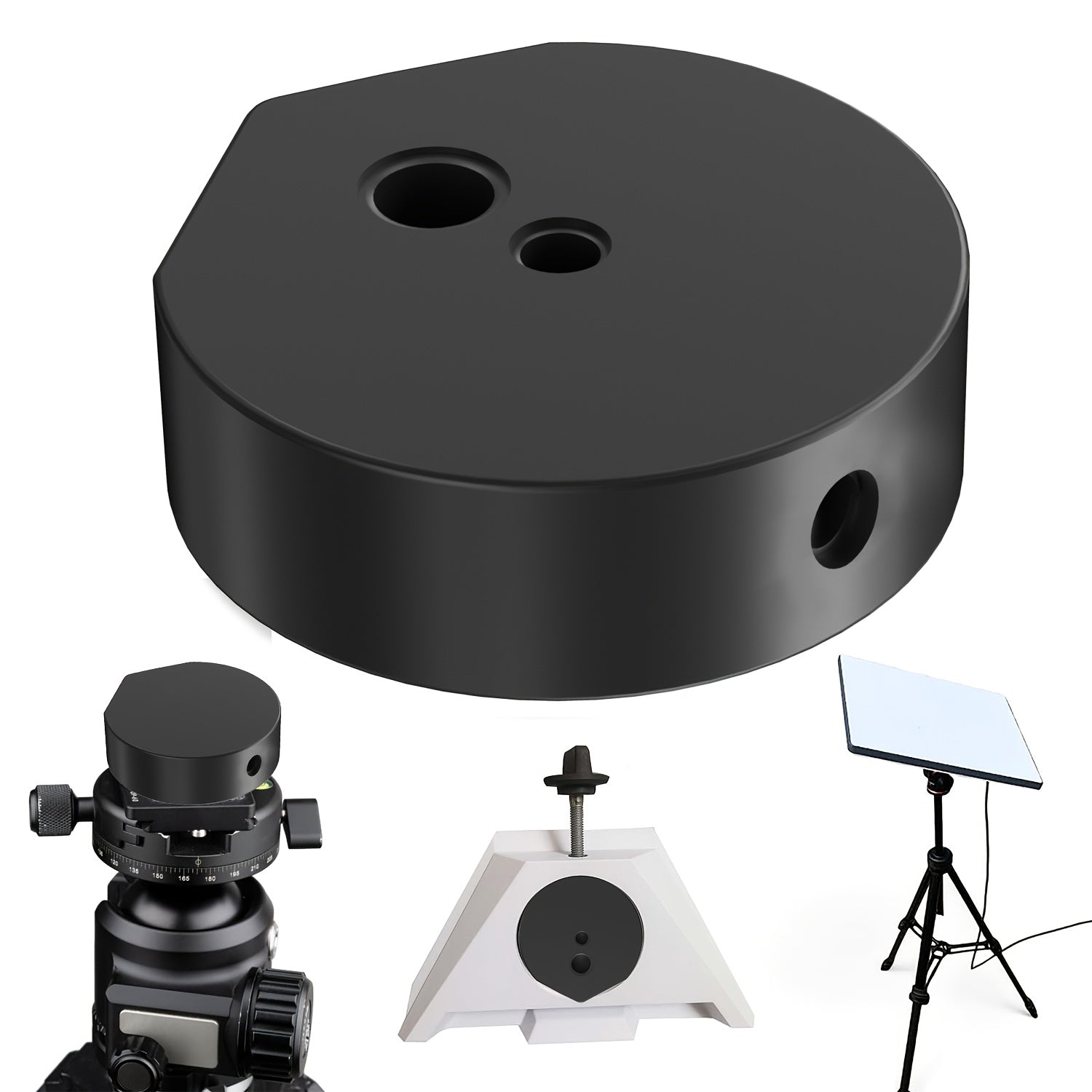 Adaptador de montaje en trípode de aleación de aluminio negro para uso en vehículo 1/4-20 y 3/8-20 roscado