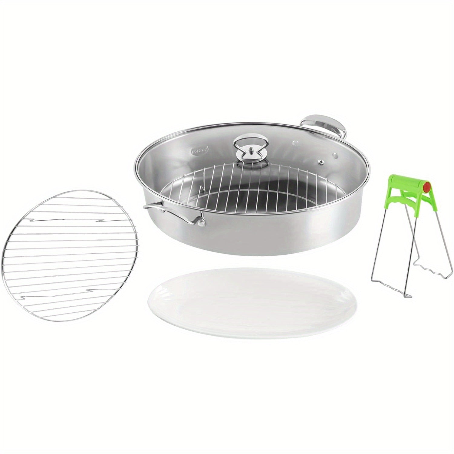 Juego de olla para cocinar y cocinar al vapor con cesta para pescado, acero inoxidable