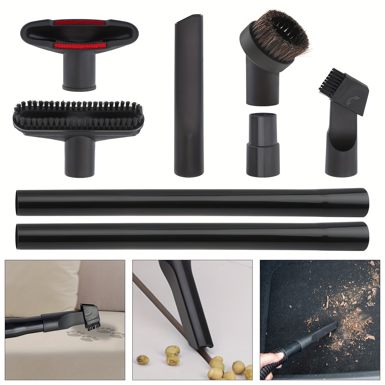 To'liq vakuum tozalash uchun aksessuarlar to'plami, changyutgich cho'tkalar va shlang adapteri bilan