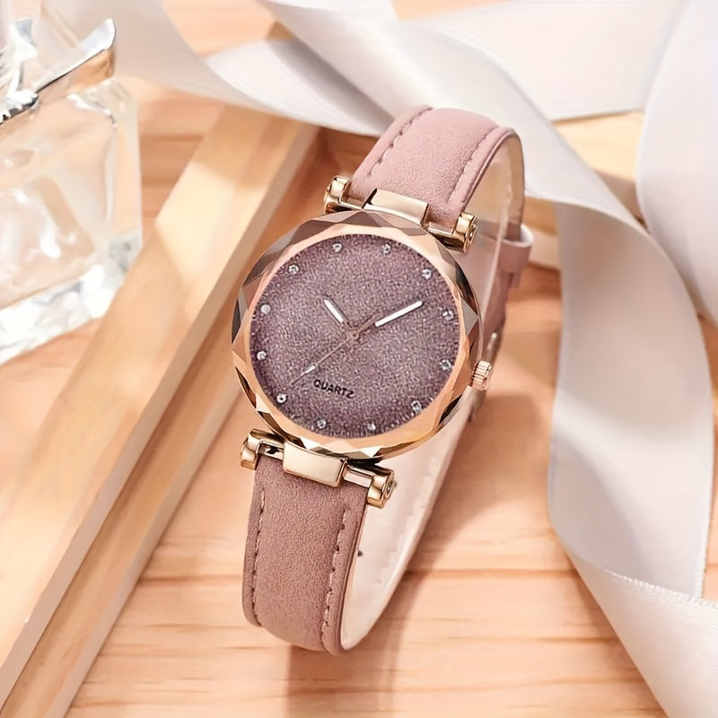 Set of 2 Quartz Heart-Shaped Watches and Star Bracelet for Women Gift for Her