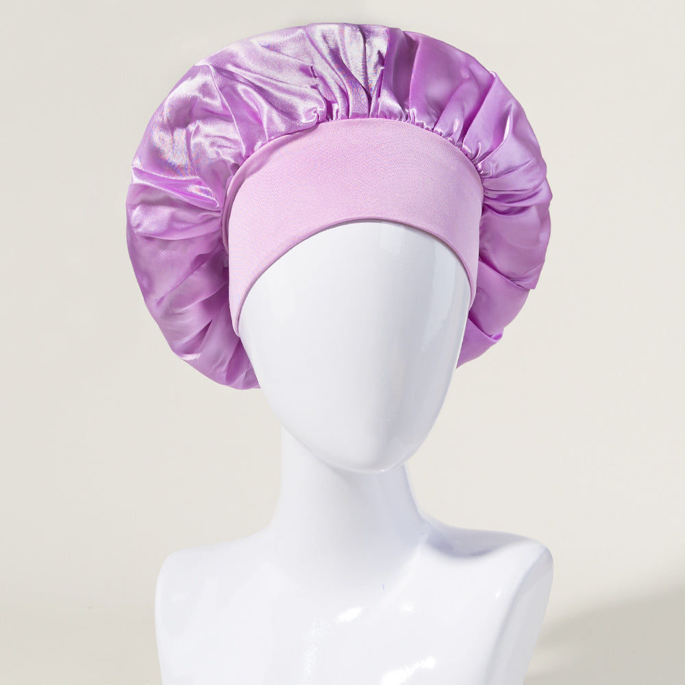 Women's Satin Sleeping Cap with Wide Elastic Band for Curly Hair