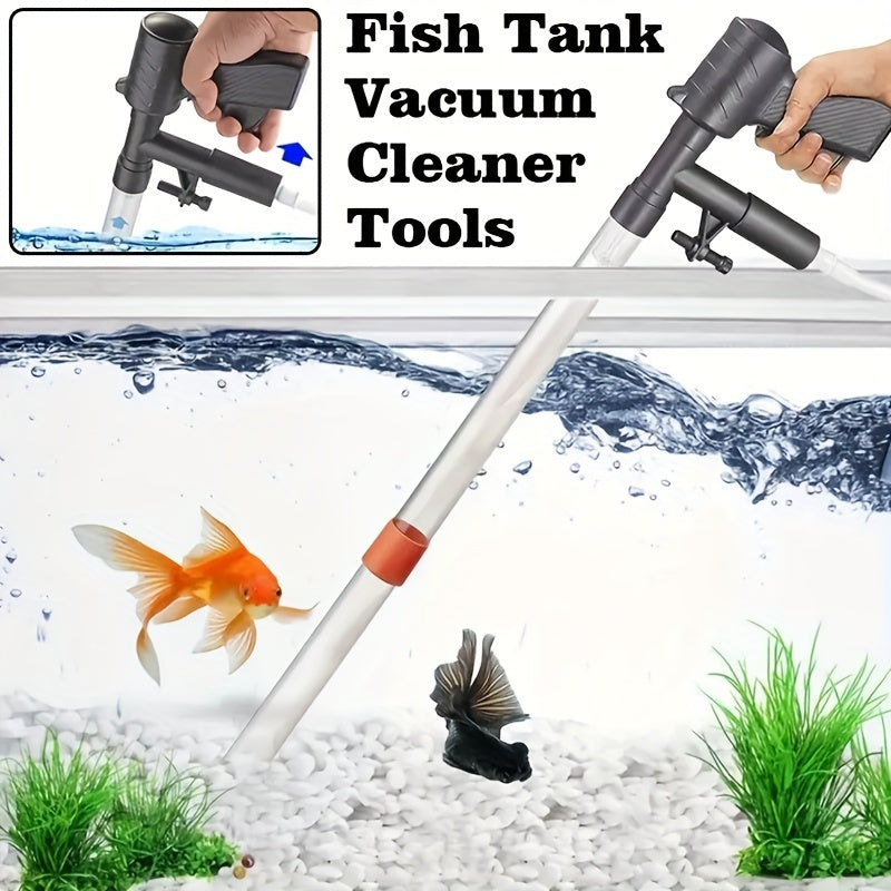 Aquarium Gravel Vacuum Cleaner with Adjustable Water Flow and Air Push Button