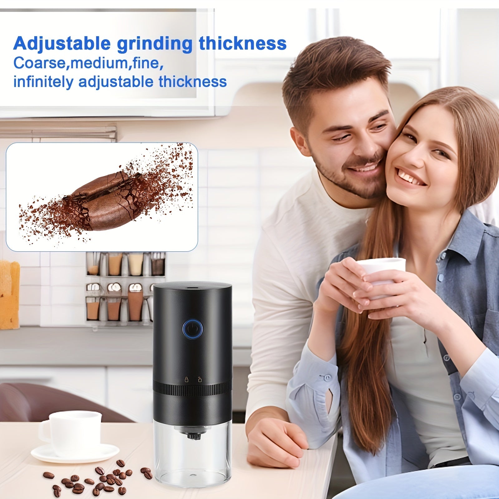 Electric Coffee Grinder Burr Mill for Freshly Ground Coffee Black