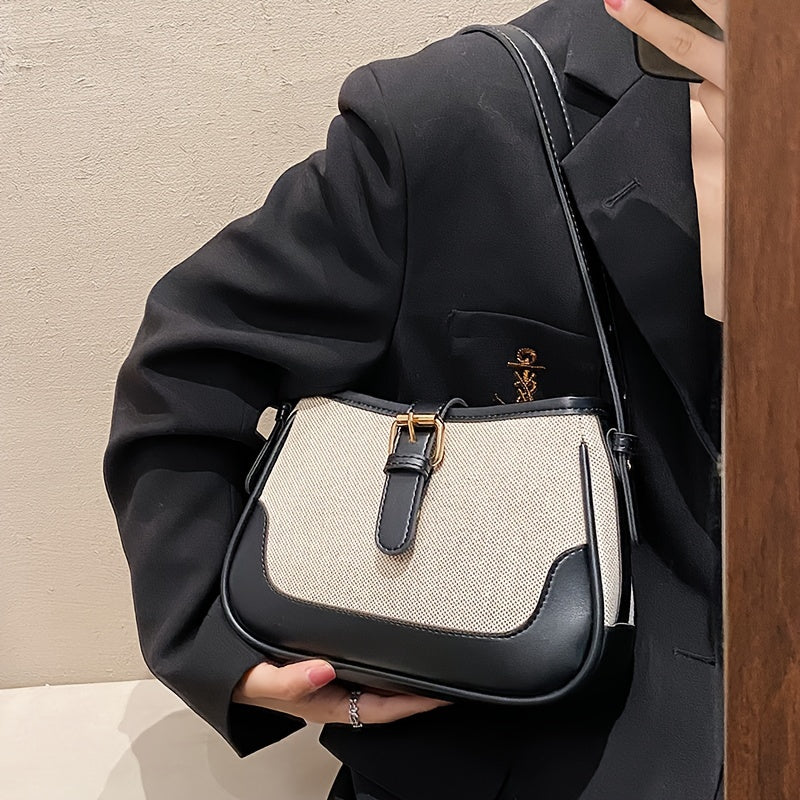 Женская сумка через плечо из синтетической кожи с регулируемым ремнем и застежкой на молнии. Универсальная сумка для покупок и отдыха. Элегантный аксессуар с аккуратной строчкой.