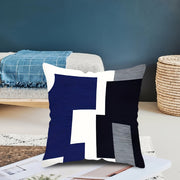 Navy Blue White Geometric Throw Pillow Cover 44cm Square Modern Boho Decor