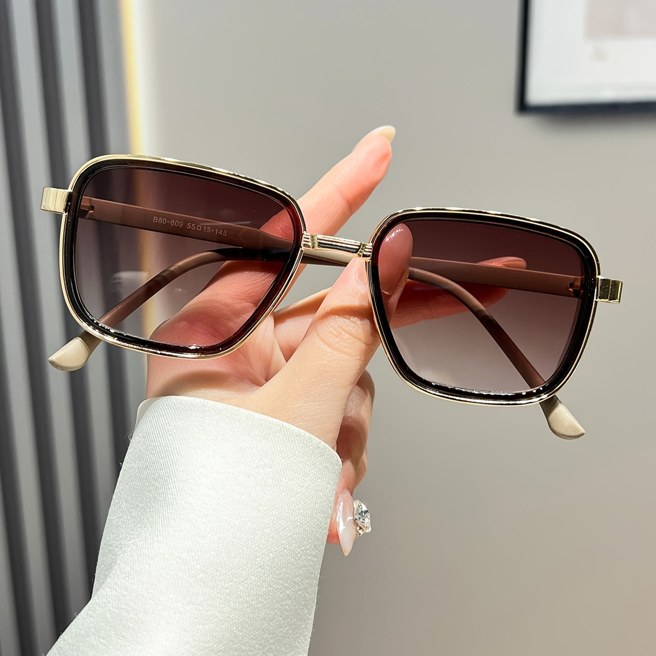 Women's Double-Layered Metal Frame Fashion Glasses with Clear Lenses