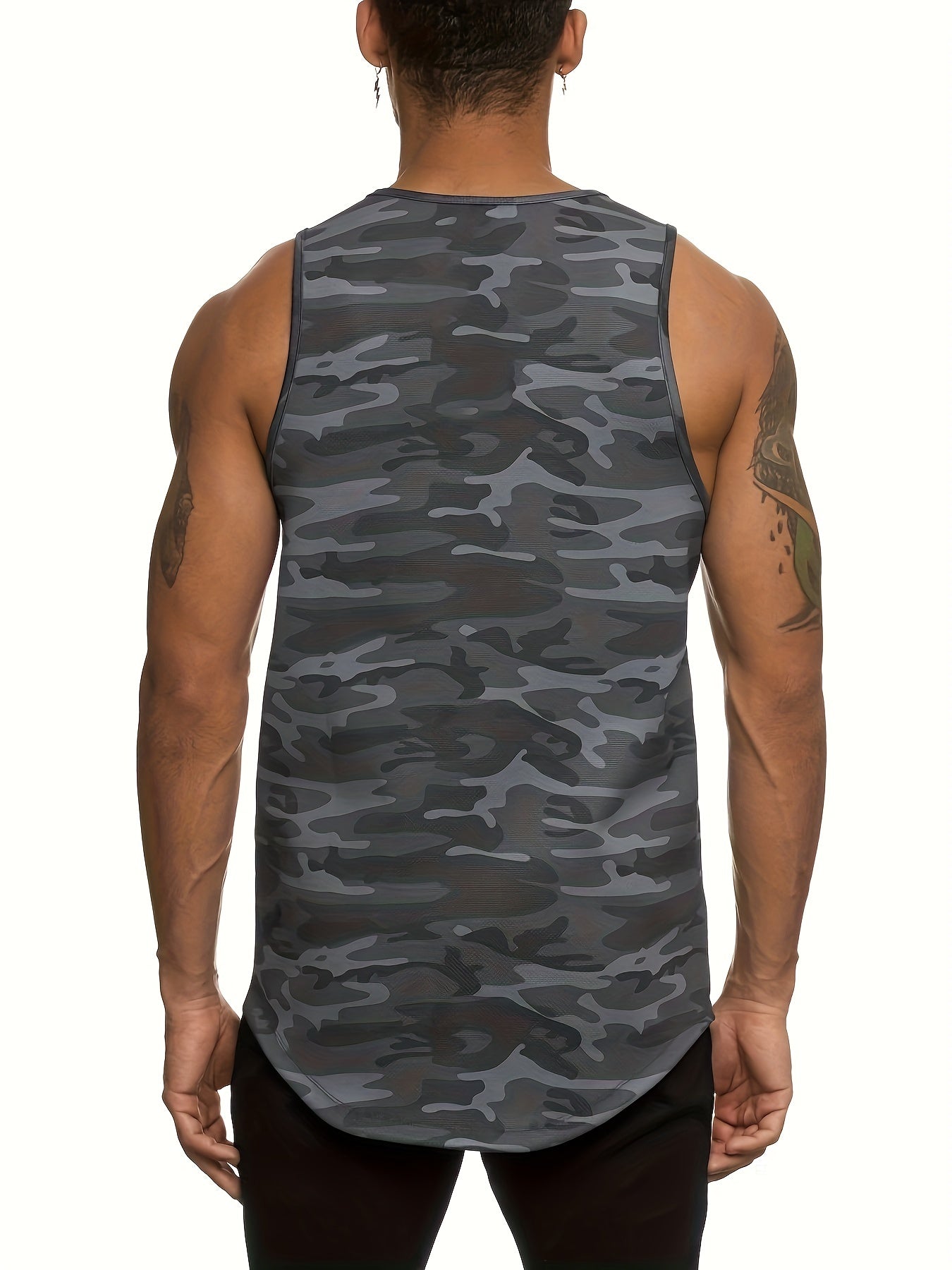 Men's Camo Polyester Sleeveless Sports Suit for Running and Fitness