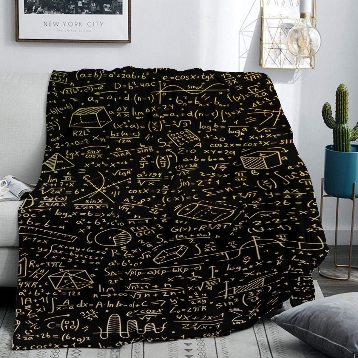 Mathematical Formula Print Flannel Fleece Throw Blanket Hypoallergenic Soft Polyester All Seasons