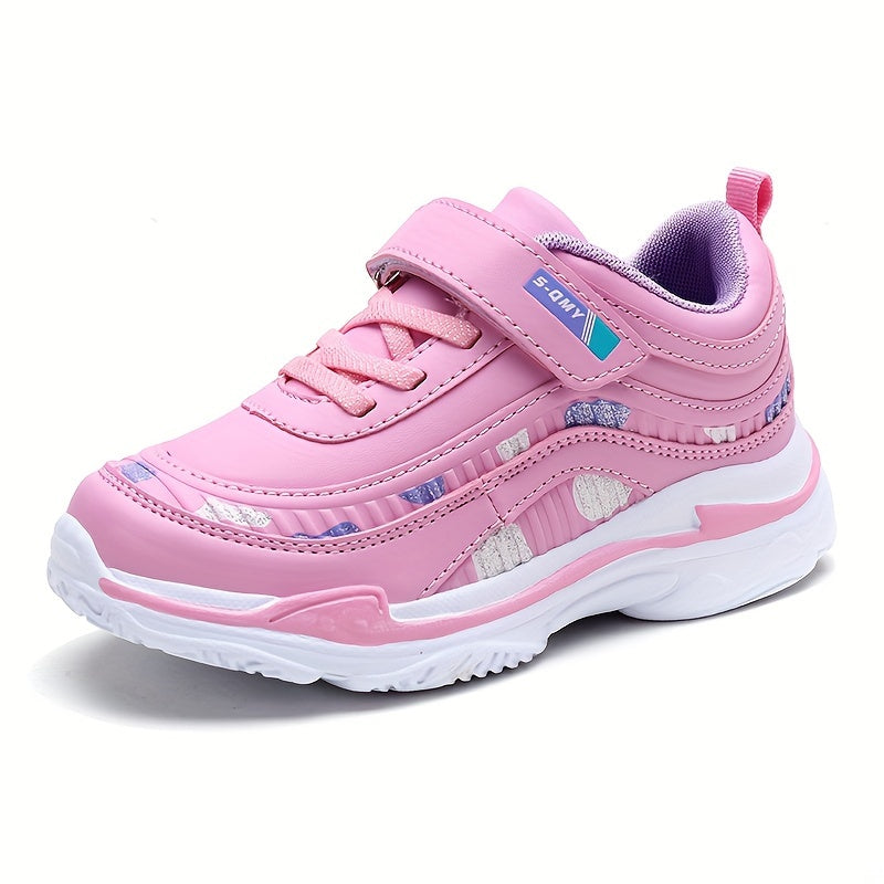 Kids Girls Solid Canvas Sneakers with Non-Slip Soft Sole and Hook and Loop Fastener