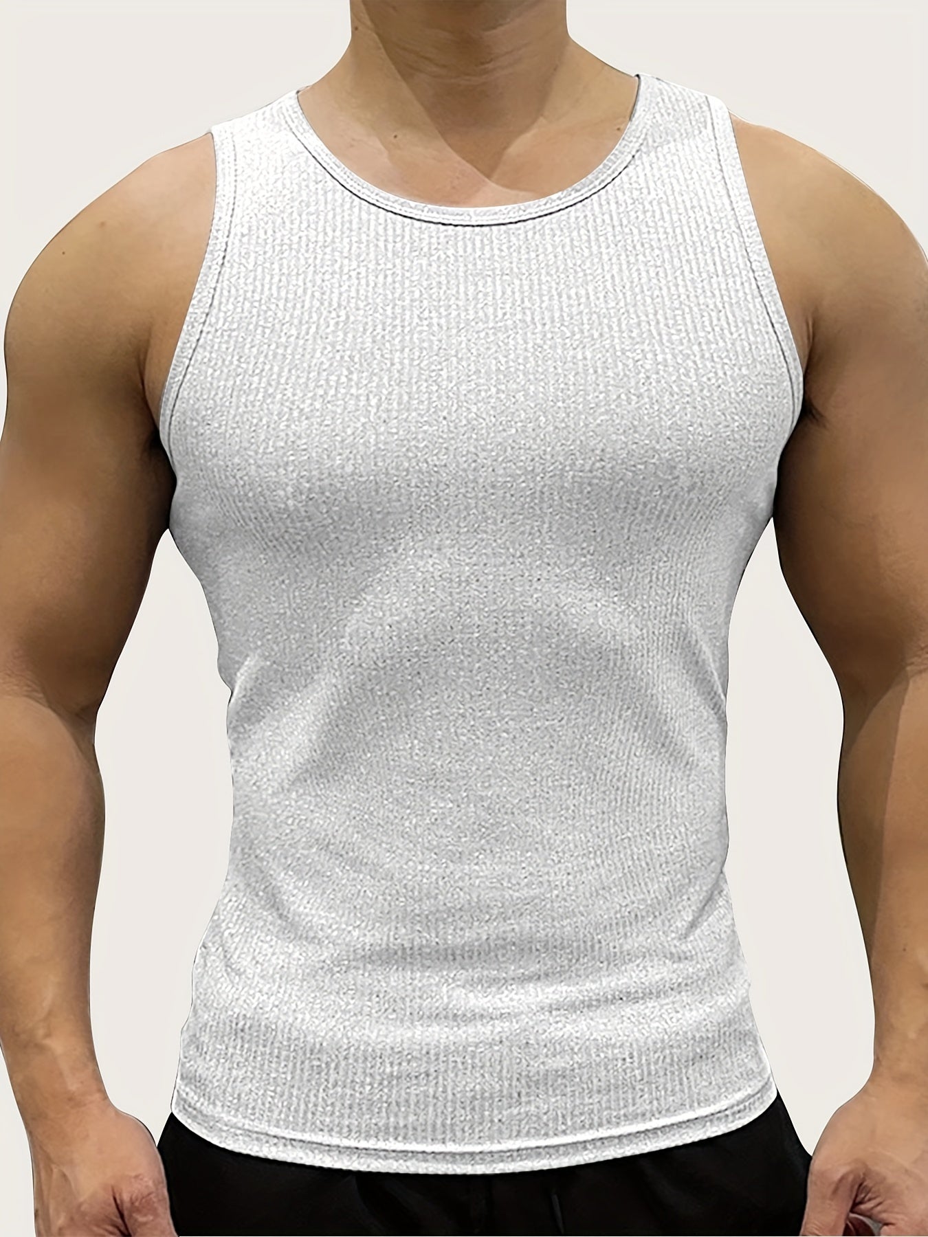 Erkaklar uchun 3 ta to'plam Katta o'lchamli Bir rangli Paxta Tank Toplar, Yengsiz Jiletlar, Sport Undershirtlar