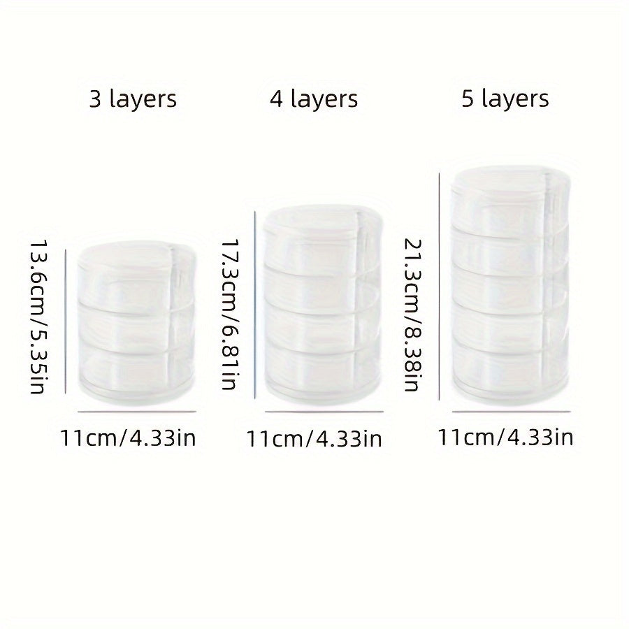 Aylanuvchi zargarlik va makiyaj saqlash qutisi, bilakuzuklar va sirg'alar uchun dumaloq plastik tashkilotchisi bilan. Buni uy, oshxona, hammom yoki yotoqxona uchun estetik xona bezaklari sifatida ko'rsatish stendi sifatida ishlatish mumkin.