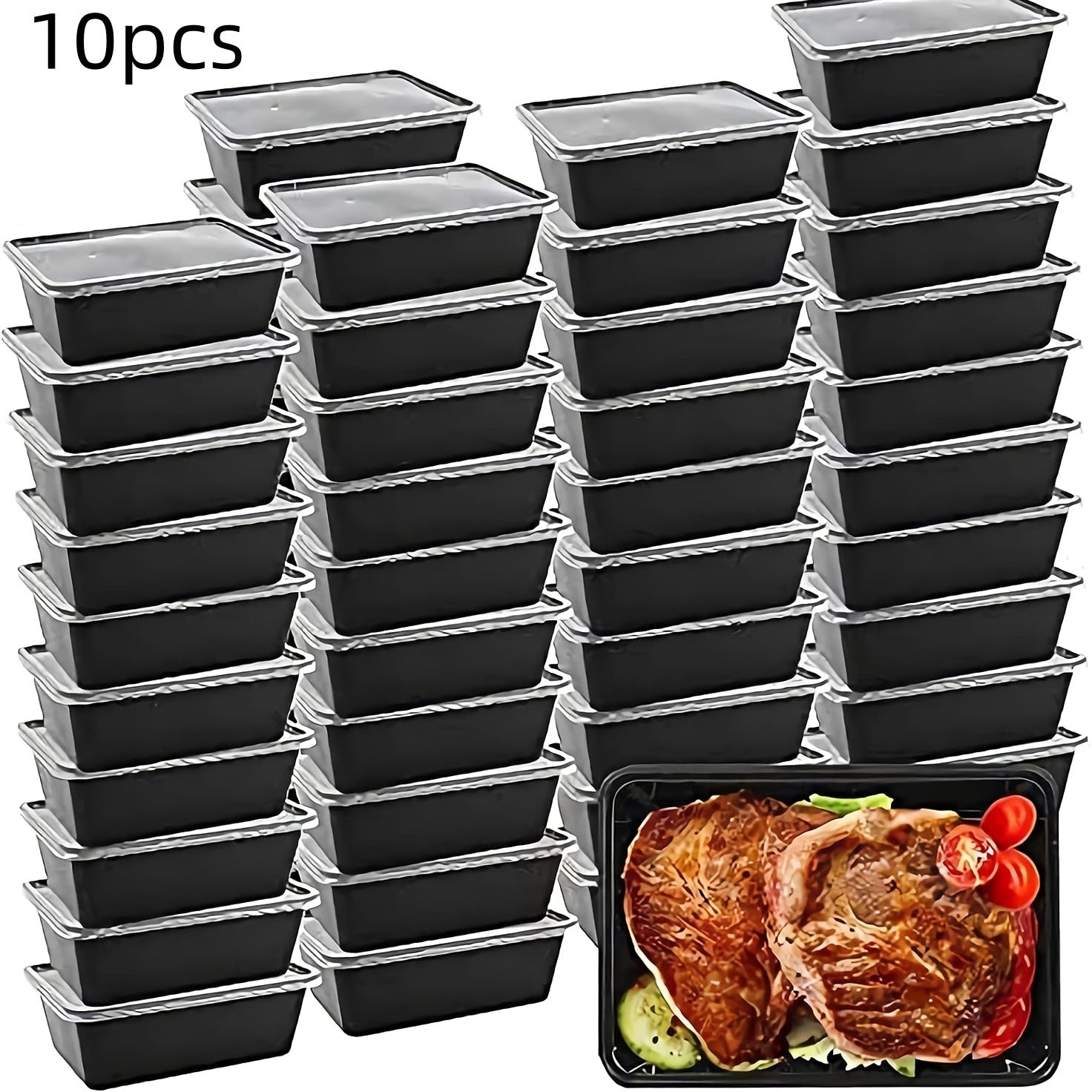 Набор контейнеров для хранения продуктов Black Food Storage Containers 10, 20, 50 шт. Без BPA, безопасны для микроволновки
