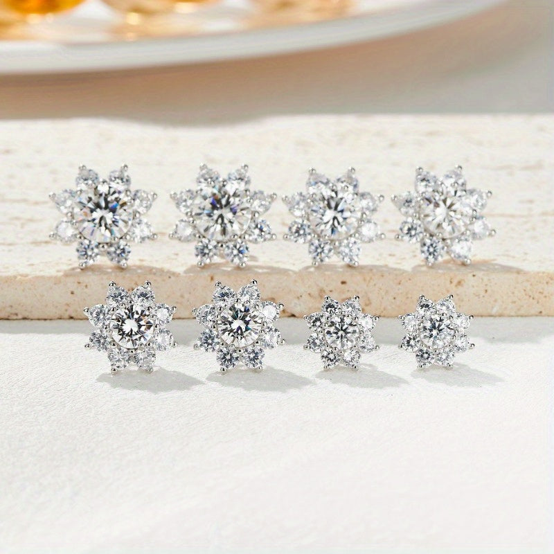 "Etik dizayn qilingan, Y2K uslubidagi, quyosh guliga o'xshash Moissanite stud marjonlar, 18K oltin qoplamali, 925 sterling kumush postlar, gullar dizayni, har kuni kiyish va sovg'a berish uchun taqdim etilgan, 14 fevral bayrami uchun mukammal zargarlik"