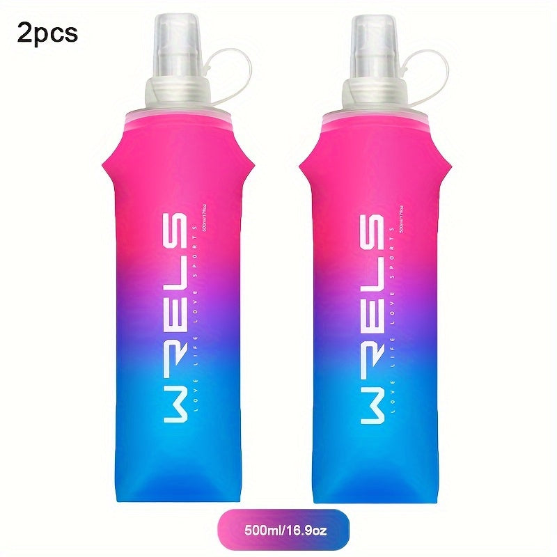 Collapsible Silicone Water Bottles 8.5oz and 17oz BPA-Free for Running Hiking Cycling