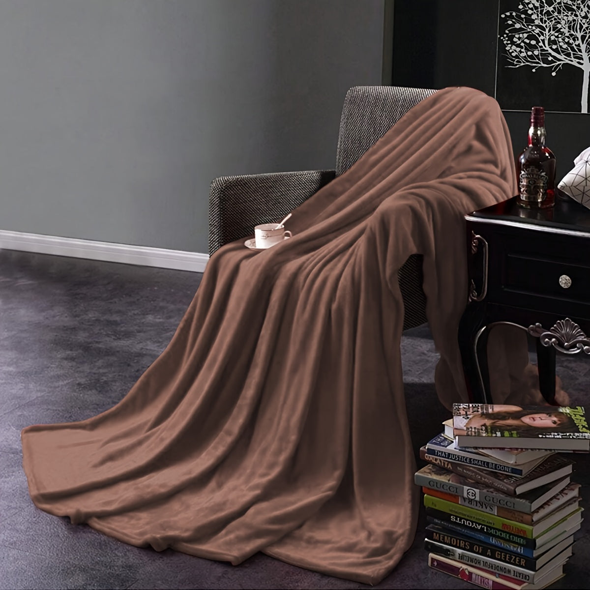 Manta de felpa engrosada de color sólido, multipropósito, para cama, descanso y mascotas, 1 pieza