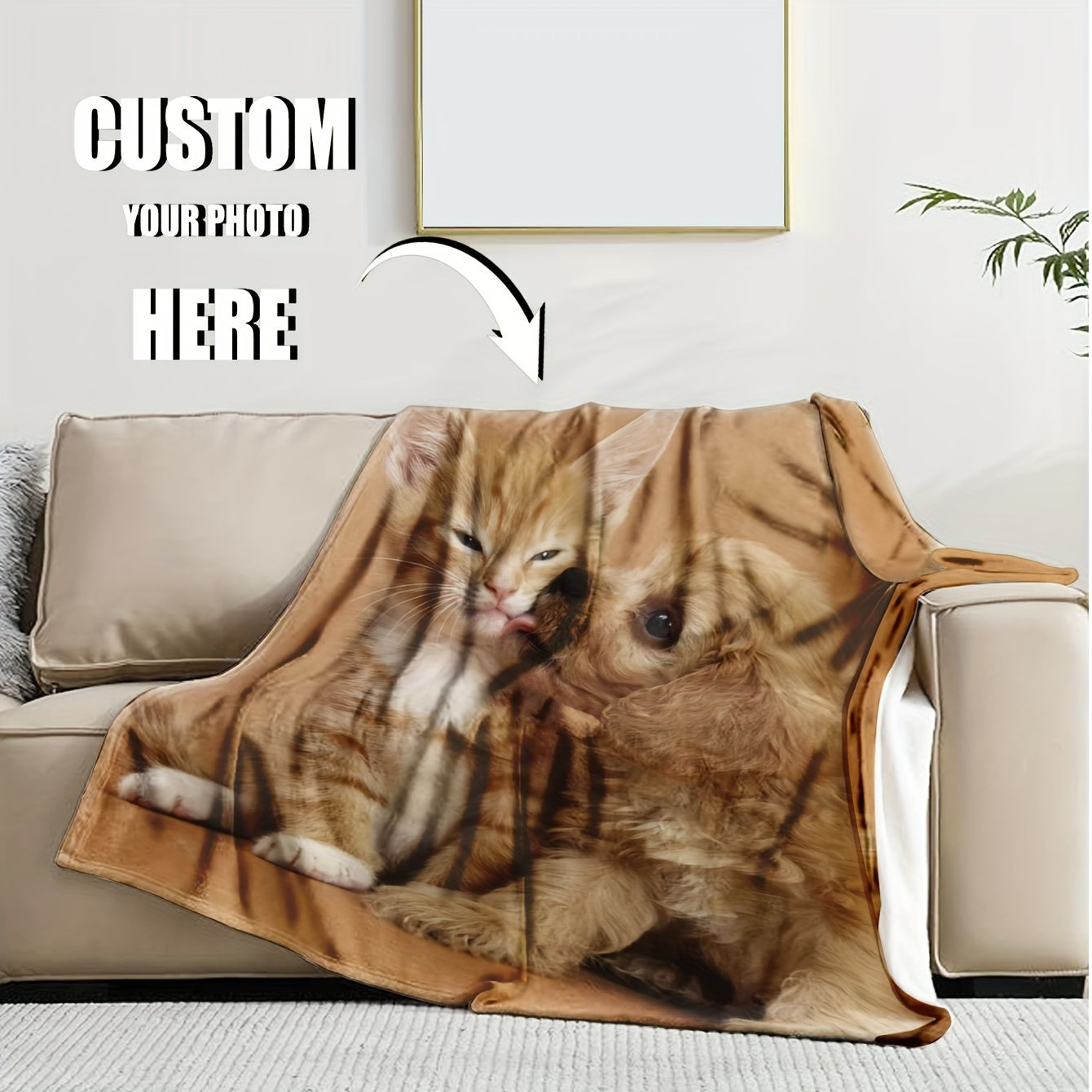 Personalized All-Season Photo Flannel Blanket with Custom Pictures, Machine Washable