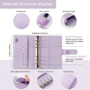 Faux Leather Budget Binder with Zipper Cash Envelopes A6 Organizer