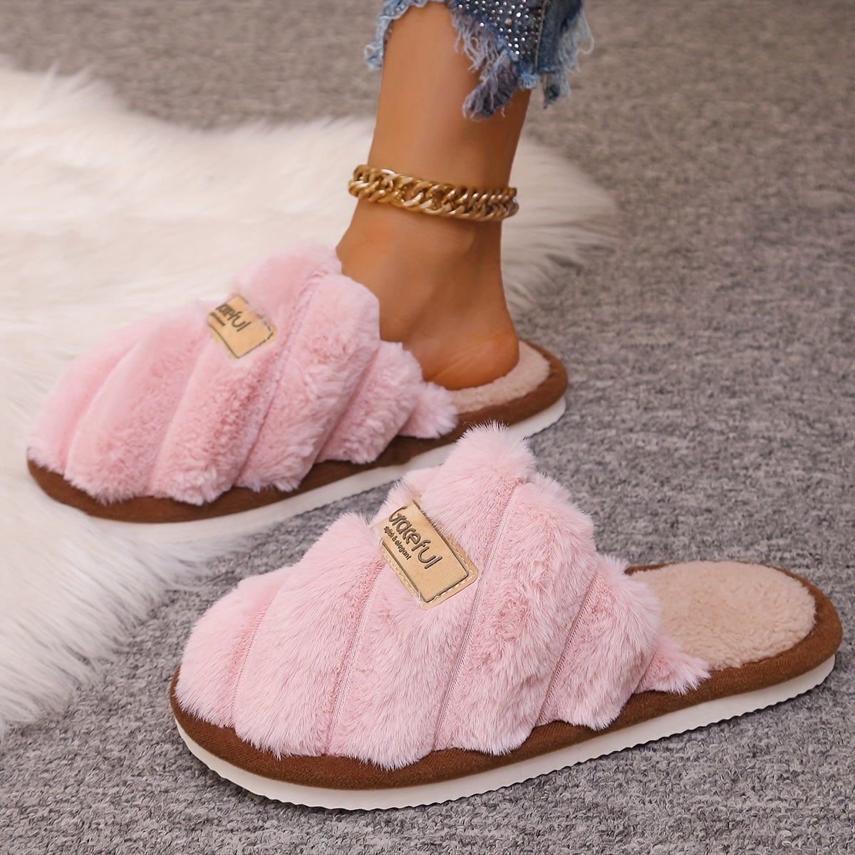 Unisex Casual Striped Slip-On Slippers Non-Slip Indoor Floor Shoes