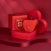 Heart Necklace with Copper Synthetic Zirconia Pendant and Rose Box Set for Women