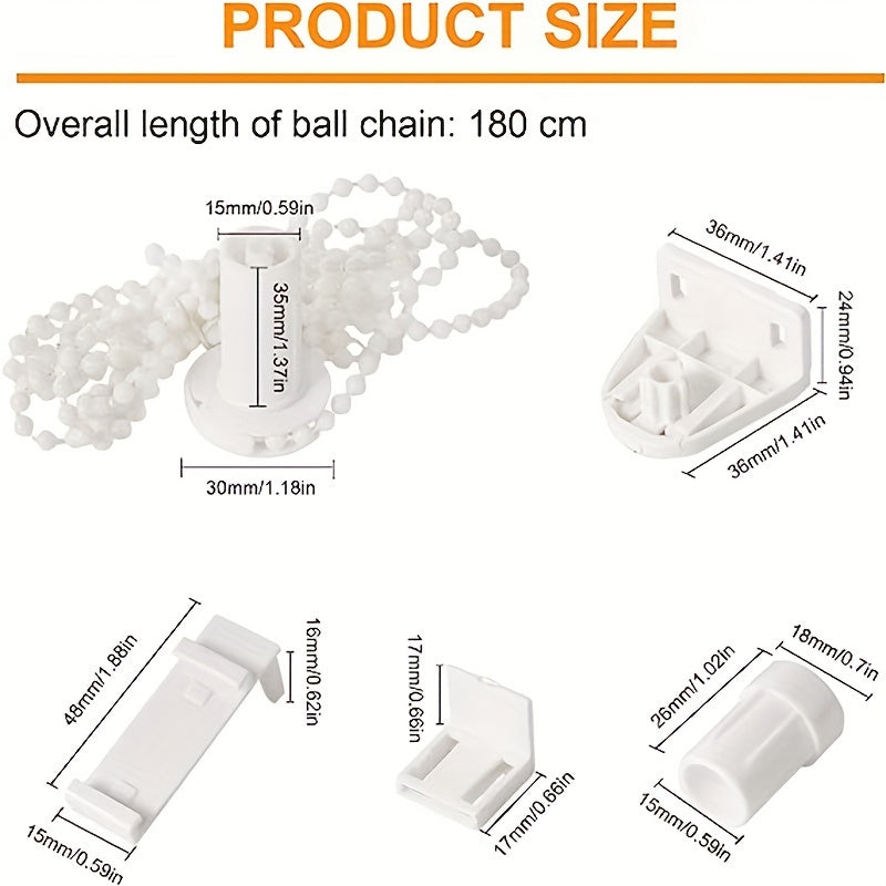 Juego de 16 persianas de plástico blancas con accesorios de elevación para tratamientos de ventanas de 17mm