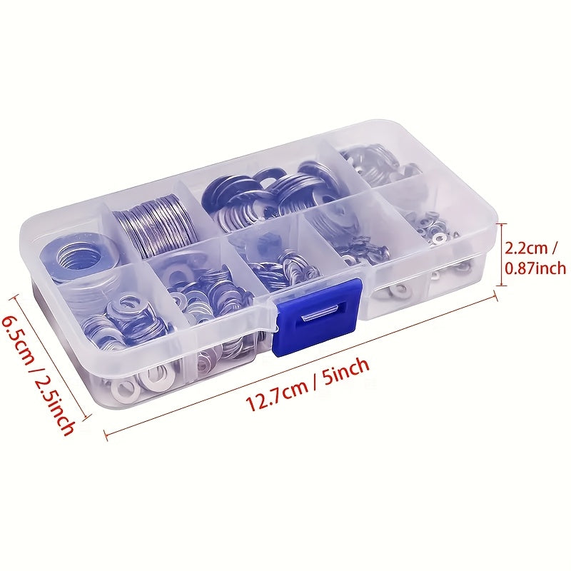 180-Piece Stainless Steel Flat Washers Assortment Kit Multi-Size for DIY, Home and Auto