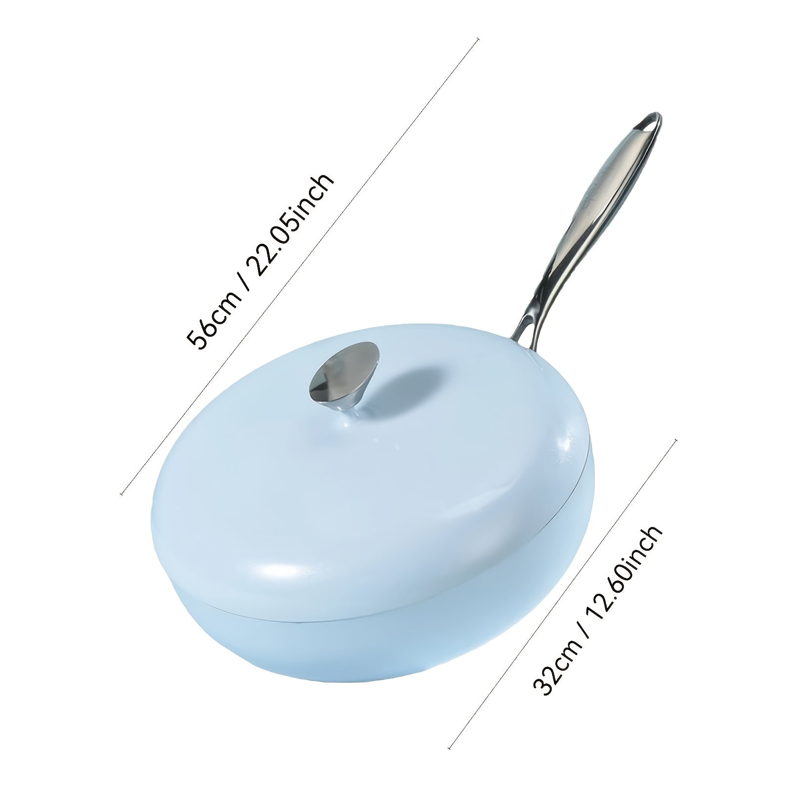 Sky Blue Non-Stick Frying Pan with Lid for Eggs Pancakes and More