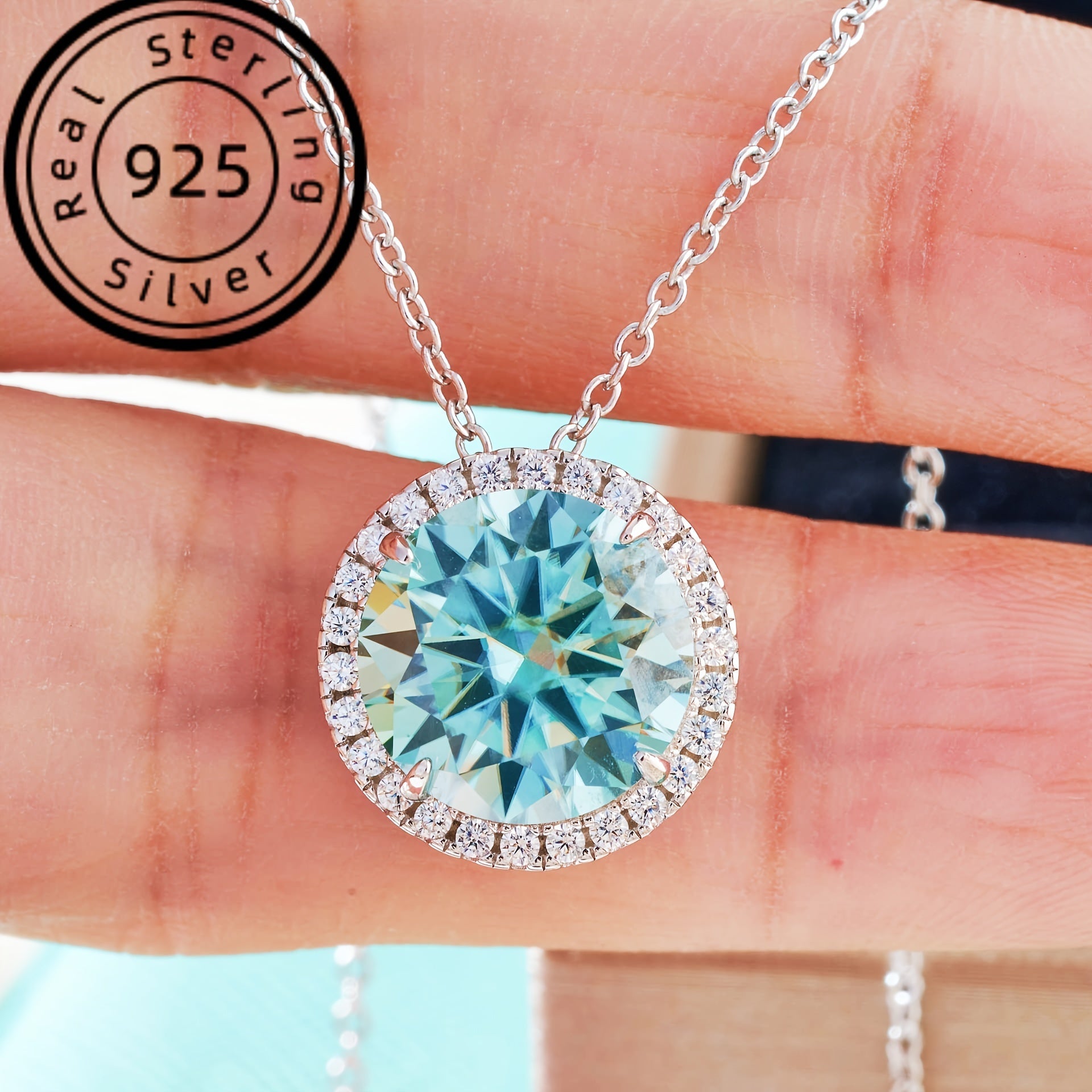 Unisex Moissanite Pendant Necklace 5ct Red Gold S925 Silver Engagement Gift