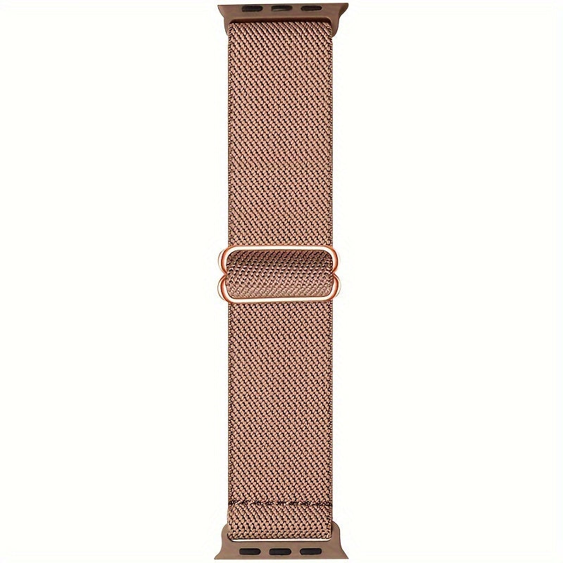 Nylon Braided Leopard Print Watch Band for Apple Watch Adjustable Size No Battery