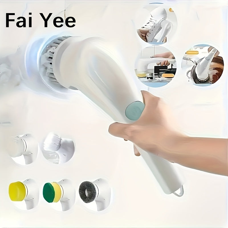 5-in-1 Rechargeable Electric Scrubber Wireless Cleaning Brush Kitchen Bathroom Food-safe Durable