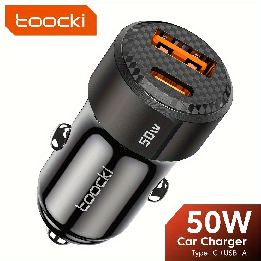 Car Charger 50W USB-C PD QC Fast Charging for Vehicles Portable Durable